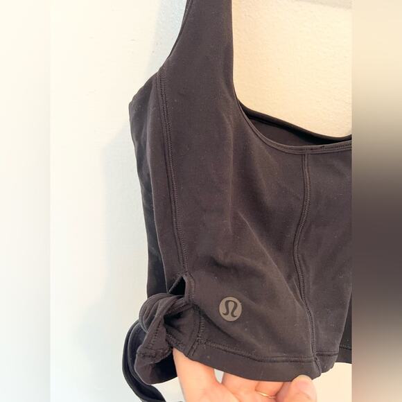 LULULEMON get centered crop tank tie black stretchy multi size 4 athletic ballet - Picture 4 of 4